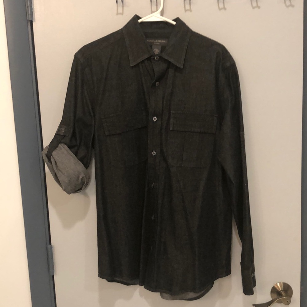 Mens denim button down shirt